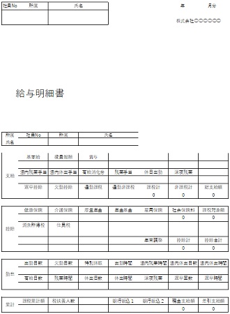 給与明細書・給料明細書のテンプレート・フォーマット